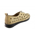 Бежови дамски обувки с равна подметка, естествена кожа - всекидневни обувки за пролетта и лятото N 100018010