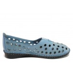 Сини дамски обувки с равна подметка, естествена кожа - всекидневни обувки за пролетта и лятото N 100018013