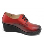 Червени дамски обувки с платформа, естествена кожа - всекидневни обувки за пролетта и лятото N 100018025