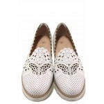 Бели дамски обувки с равна подметка, естествена кожа - всекидневни обувки за пролетта и лятото N 100018026