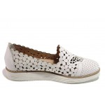 Бели дамски обувки с равна подметка, естествена кожа - всекидневни обувки за пролетта и лятото N 100018026