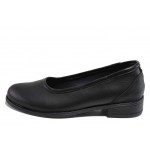 Черни анатомични дамски обувки с равна подметка, естествена кожа - всекидневни обувки за пролетта и лятото N 100018042