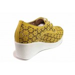Жълти дамски обувки с платформа, естествена кожа - ежедневни обувки за пролетта и лятото N 100018082