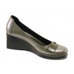 Зелени дамски обувки с платформа, естествена кожа - ежедневни обувки за пролетта и лятото N 100018085