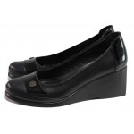 Черни дамски обувки с платформа, естествена кожа - ежедневни обувки за пролетта и лятото N 100018086