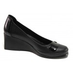 Черни дамски обувки с платформа, естествена кожа - ежедневни обувки за пролетта и лятото N 100018086