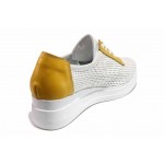 Бели дамски обувки с платформа, естествена кожа - всекидневни обувки за пролетта и лятото N 100018071