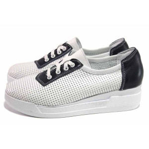 Бели дамски обувки с платформа, естествена кожа - всекидневни обувки за пролетта и лятото N 100018070