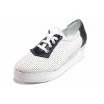 Бели дамски обувки с платформа, естествена кожа - всекидневни обувки за пролетта и лятото N 100018070