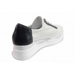 Бели дамски обувки с платформа, естествена кожа - всекидневни обувки за пролетта и лятото N 100018070