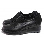 Черни дамски обувки с платформа, естествена кожа - всекидневни обувки за пролетта и лятото N 100018073
