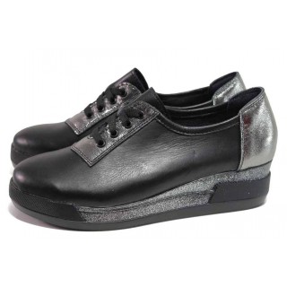 Черни дамски обувки с платформа, естествена кожа - всекидневни обувки за пролетта и лятото N 100018072