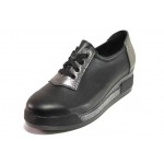 Черни дамски обувки с платформа, естествена кожа - всекидневни обувки за пролетта и лятото N 100018072