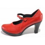 Червени дамски обувки с висок ток, естествена кожа - всекидневни обувки за целогодишно ползване N 100022634
