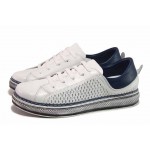 Бели дамски обувки с равна подметка, естествена кожа перфорирана - ежедневни обувки за пролетта и лятото N 100018114