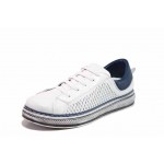 Бели дамски обувки с равна подметка, естествена кожа перфорирана - ежедневни обувки за пролетта и лятото N 100018114