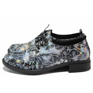 Черни дамски обувки с равна подметка, естествена кожа - ежедневни обувки за пролетта и лятото N 100018138