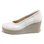 Бели анатомични дамски обувки с платформа, естествена кожа - всекидневни обувки за пролетта и лятото N 100018156