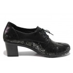 Черни дамски обувки със среден ток, естествена кожа - всекидневни обувки за пролетта и лятото N 100018295