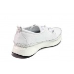 Бели дамски обувки с равна подметка, естествена кожа - ежедневни обувки за пролетта и лятото N 100018323