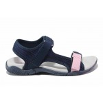 Тъмносини юношески сандали, текстилна материя - ежедневни обувки за пролетта и лятото N 100018389