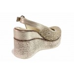 Бежови дамски обувки с платформа, естествена кожа - ежедневни обувки за пролетта и лятото N 100018431