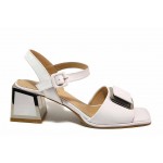 Бели дамски сандали, естествена кожа - елегантни обувки за пролетта и лятото N 100018488
