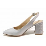 Сиви дамски обувки с висок ток, текстилна материя - елегантни обувки за пролетта и лятото N 100018483