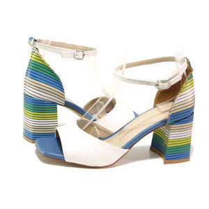 Бели дамски сандали, здрава еко-кожа - ежедневни обувки за пролетта и лятото N 100018489