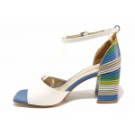 Бели дамски сандали, здрава еко-кожа - ежедневни обувки за пролетта и лятото N 100018489