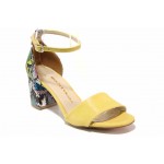 Жълти дамски сандали, здрава еко-кожа - ежедневни обувки за пролетта и лятото N 100018490