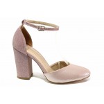 Розови дамски обувки с висок ток, здрава еко-кожа - ежедневни обувки за пролетта и лятото N 100018491