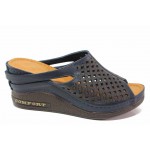 Сини дамски чехли, естествена кожа - ежедневни обувки за лятото N 100018521