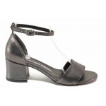 Сиви дамски сандали, здрава еко-кожа - всекидневни обувки за лятото N 100018552