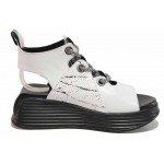 Бели дамски сандали, естествена кожа - ежедневни обувки за лятото N 100018553