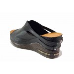 Черни дамски чехли, естествена кожа - ежедневни обувки за пролетта и лятото N 100018556