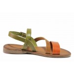 Кафяви дамски сандали, естествена кожа - ежедневни обувки за пролетта и лятото N 100018576