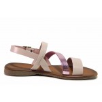 Розови дамски сандали, естествена кожа - ежедневни обувки за пролетта и лятото N 100018575