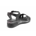 Черни дамски сандали, естествена кожа - ежедневни обувки за пролетта и лятото N 100018578