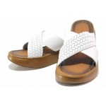 Бели дамски чехли, естествена кожа - ежедневни обувки за пролетта и лятото N 100018589