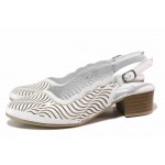 Бели дамски обувки със среден ток, естествена кожа - ежедневни обувки за пролетта и лятото N 100018596