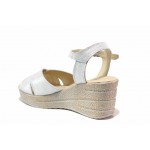 Бели дамски сандали, естествена кожа - ежедневни обувки за пролетта и лятото N 100018602