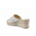 Сребристи анатомични дамски чехли, естествена кожа - ежедневни обувки за пролетта и лятото N 100018604