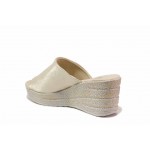 Бежови анатомични дамски чехли, естествена кожа - ежедневни обувки за пролетта и лятото N 100018605