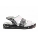 Бели анатомични дамски сандали, естествена кожа - ежедневни обувки за пролетта и лятото N 100018607