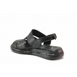 Черни дамски сандали, естествена кожа - ежедневни обувки за пролетта и лятото N 100018608