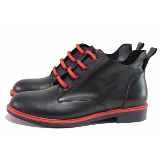 Черни анатомични дамски боти, естествена кожа - ежедневни обувки за есента и зимата N 100018635