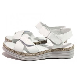 Бели анатомични дамски сандали, естествена кожа - ежедневни обувки за пролетта и лятото N 100018698