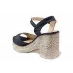 Тъмносини дамски сандали, естествена кожа - ежедневни обувки за пролетта и лятото N 100018700