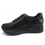 Черни дамски обувки с равна подметка, естествена кожа - ежедневни обувки за есента и зимата N 100018739